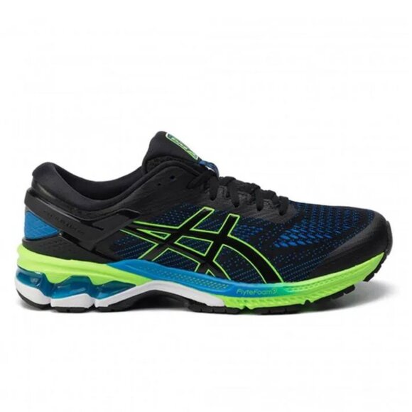 Asics Gel Kayano 26 Mens 11.5 US Black Electric Blue Green White 1011A541-003 - Picture 6 of 12